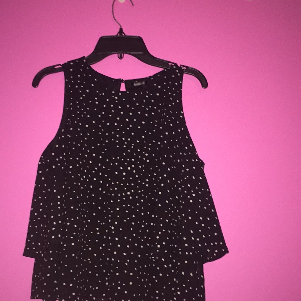 polka-dot ruffled tank